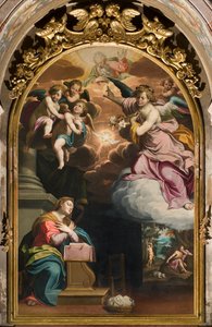 Södra tvärskeppet, bebådelsens altare, altartavla av Giovanni Battista Trotti känd som Il Malosso 1594