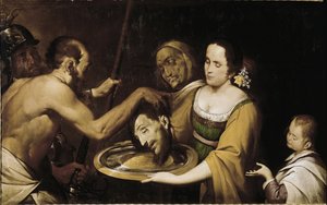 Salome med St John Baptists huvud (olja på duk