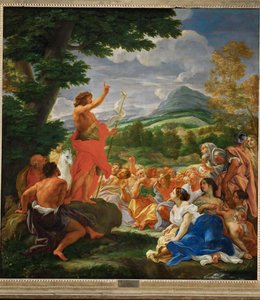 Den helige Johannes Döparens predikan... av Giovanni Battista (1639-1709) Gaulli