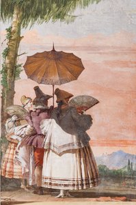 Gästboende, rum med de falska gotiska arkitekturerna: "A Summer Walk" av Giovanni Battista Tiepolo