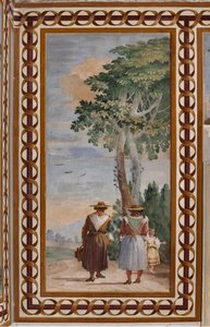 Gästboende, rum för de lantliga scenerna: "Landskap med bönder" av Giovanni Battista Tiepolo