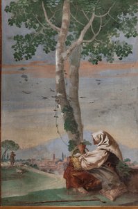 Gammal bondkvinna med en korg med ägg, från "Foresteria" (gästhus) av Giovanni Battista Tiepolo