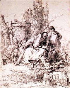 Trollkarl undersöker skallar (etsning) av Giovanni Battista Tiepolo