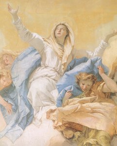 The Assumption of Mary, av Giambattista Tiepolo (1696-1770), fresk, detalj, Oratory of Purity, Udine, Italien av Giovanni Battista Tiepolo