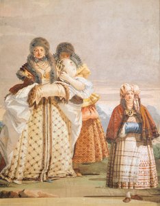 Vintervandring, av Giambattista Tiepolo (1696-1770), fresk, detalj, Det gotiska rummet, gästkvarteren i Villa Valmarana ai Nani, Vicenza, Italien av Giovanni Battista Tiepolo