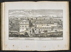 "Perspektiv av förträfflighetens trädgård Signor Duca Mattei vid Navicella på Monte Celio, Rom" av Giovanni Battista (after) Falda