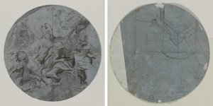 Apoteos av ett helgon (recto); Arkitektonisk skiss(?) (verso)