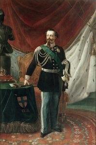 Porträtt av Victor Emmanuel II av Savojen (olja på duk) av Giovanni Battista Biscarra