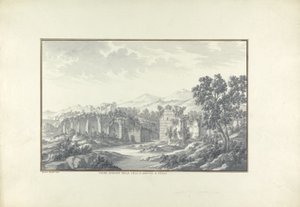 Utsikt över de förstörda baden vid Hadrians Villa i Tivoli, ca 1750 av Giovanni Battista Borra