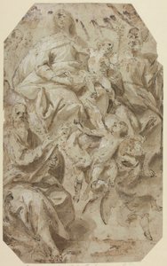 Madonna med barn och helgon av Giovanni Battista Carlone