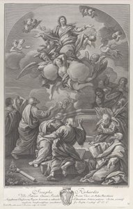 Jungfruns antagande, som reser sig från graven omgiven av apostlar, 1778. av Giovanni Battista Cecchi