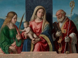 Jungfru och barn med Saints Catherine och Nicholas av Giovanni Battista Cima da Conegliano
