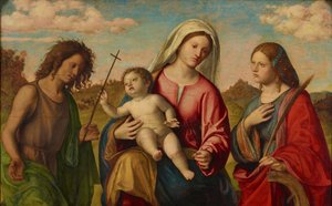 Jungfru med barn, S:ta Katarina och S:t Johannes Döparen, ca 1515 av Giovanni Battista Cima da Conegliano