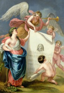 Allegorisk studie för ett minnestryck av Händel av Giovanni Battista Cipriani