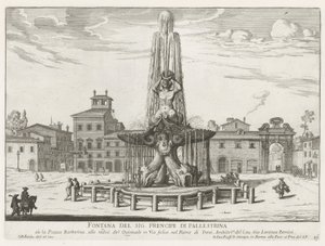 Tritonfontänen på Piazza Barberini i Rom Fontän av Mr. Prince of Pallestrina (titel på objekt) Fontäner i Rom (serietitel) Fonteinen van Rome (serietitel) av Giovanni Battista Falda
