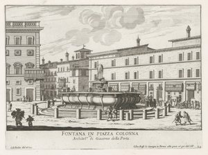 Fontein på Piazza Colonna i Rom Fontän på Piazza Colonna (titel på objekt) Fontäner i Rom (serietitel) Fonteinen van Rome (serietitel) av Giovanni Battista Falda