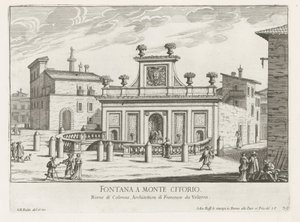 Fontein på Piazza Montecitorio te Rom Fontana a Monte Citorio (titel på objekt) Fontane di Roma (serietitel) Fonteinen van Rome (serietitel) av Giovanni Battista Falda