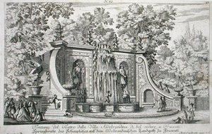 Teaterfontän vid Villa Aldobrandina, Frascati, ca 1675, från 