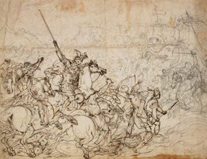 Kampscen med elefanter och orientaler av Giovanni Battista Foggini