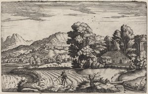Bergigt landskap med liknelsen om såmannen av Giovanni Battista Fontana