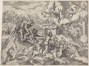 Soldater från Aeneas slåss mot tjänare till kung Latinus