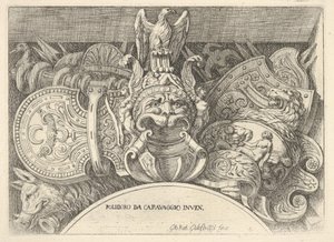 Plåt 4: troféer av romerska vapen från dekorationer ovanför fönstren på andra våningen ..., 1656-58.