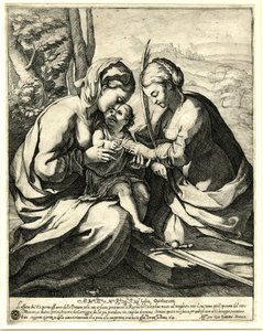 Giovanni Battista Mercati - Katarinas mystiska äktenskap, på vars finger Kristus sätter ringen; efter Correggio. 1620, 1837,0408.160