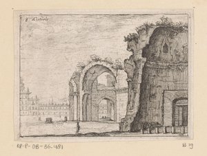 Rester av Diocletianus bad i Rom Listesse (titel på objekt) Utsikt över Rom (serietitel) Alcune vedute et prospettive di luoghi dishabitati di Roma (serietitel) av Giovanni Battista Mercati