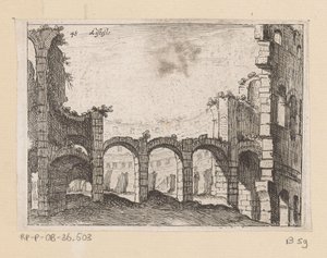 Rester av Colosseum i Rom Listesso (titel på objekt) Utsikt över Rom (serietitel) Alcune vedute et prospettive di luoghi dishabitati di Roma (serietitel)