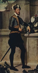 En riddare med sin tornerhjälm, 1554-1558, 1936 av Giovanni Battista Moroni