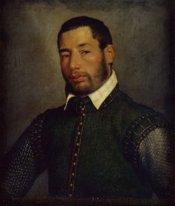 Porträtt av en gentleman i en grön dubbeltröja och ringbrynjeskjorta, ca 1565 (olja på duk) av Giovanni Battista Moroni