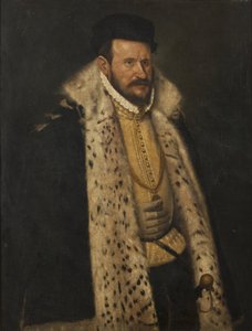 Porträtt av en man i en pälsfodrad rock av Giovanni Battista Moroni
