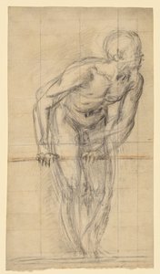 En stående manlig nakenbild (recto); En stående manlig nakenbild (verso) av Giovanni Battista Naldini