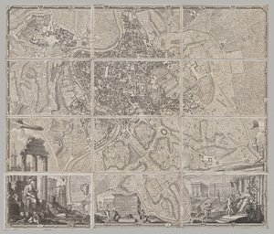 Ny plan för Rom som presenterades av Giambattista Nolli under året MDCCXLVII, känd som La Pianta Grande di Roma