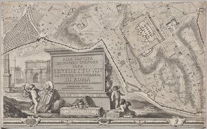 Ny karta över Rom som presenterades av Giambattista Nolli under året MDCCXLVII, känd som La Pianta Grande di Roma