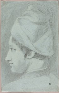 Huvud av pojke med hatt i profil av Giovanni Battista Piazzetta