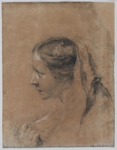 Chef för en kvinna i profil med en halsduk. av Giovanni Battista Piazzetta