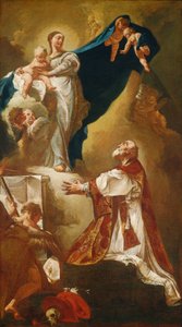 Madonna och barn visar sig för Saint Philip Neri, troligen 1725 eller senare. av Giovanni Battista Piazzetta