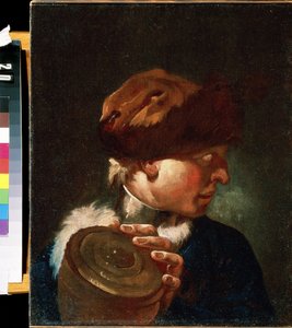 ""Soldatporträtt"" Soldat i rustning. Målning av Giovan Battista (Giambattista) Piazzetta (1683-1754) Mikhail Kroshitsky Art Museum från 1700-talet, Sevastopol (Sevastopol) Ukraina av Giovanni Battista Piazzetta