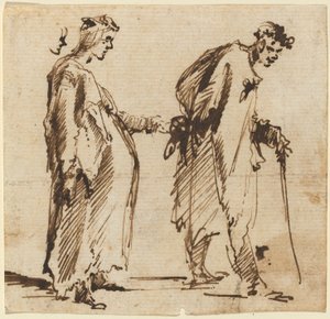 En gravid ung kvinna och en ung man med en stav av Giovanni Battista Piranesi