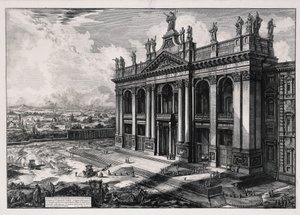 Vy över fasaden på basilikan San Giovanni in Laterano (ur: Vedute di Roma) av Giovanni Battista Piranesi