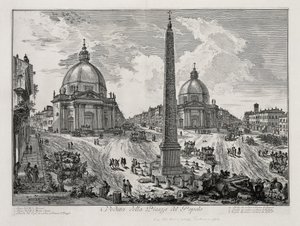Vy över Piazza del Popolo (ur: Vedute di Roma) av Giovanni Battista Piranesi