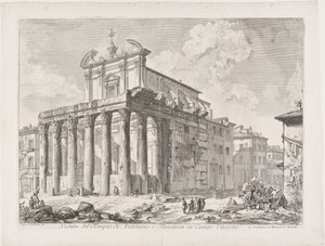 Vy över Antoninus och Faustinas tempel på Campo Vaccino av Giovanni Battista Piranesi
