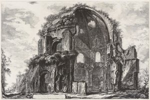 Vy över Minerva Medicas åttkantiga tempel (nymfeum) av Giovanni Battista Piranesi