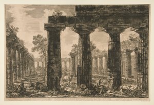 Annat sett? av Pronaos fasad, ritning? och beskrivs i plattan V (En annan vy av pronaosfasaden ritad och beskriven i plattan V), från olika vyer av Giovanni-Battista Piranesi