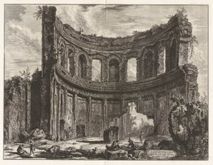 Rester av templet som sägs vara av Apollo i Hadrianus av Giovanni-Battista Piranesi