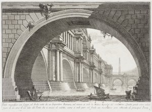 Bro täckt av loggior och valvbågar av Giovanni Battista Piranesi