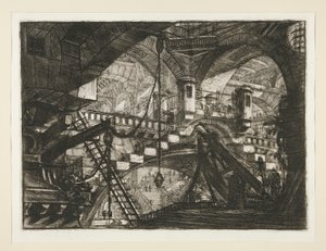 Carceri, XI: Bågen med en skalprydnad av Giovanni-Battista Piranesi