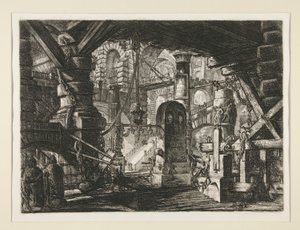Carceri, XVI: Piren med kedjor av Giovanni-Battista Piranesi