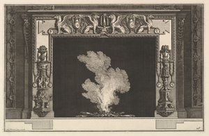 Kaminstück: Konfrontierte Greifen auf dem Sturz und Kandelaber auf den Pfosten, ca. 1769 von Giovanni Battista Piranesi
